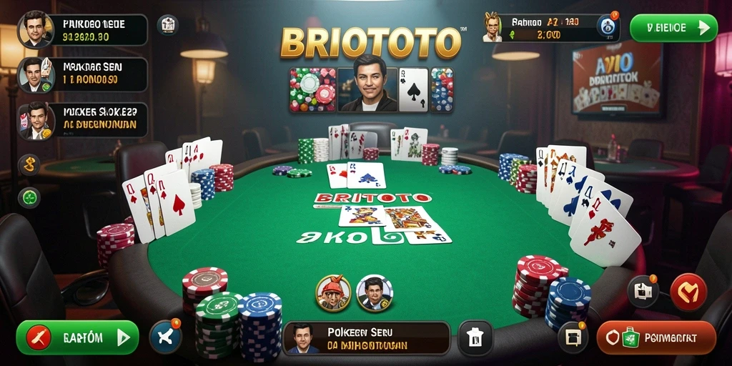 Tampilan utama gameplay BRIOTOTO dengan suasana poker yang mengasyikkan.
