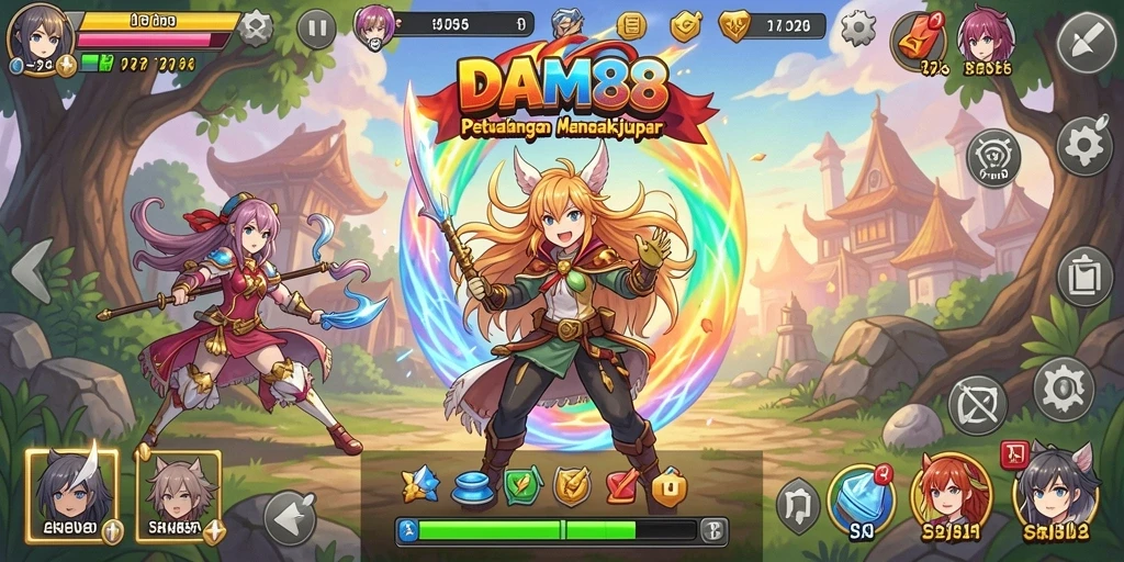 Tampilan gameplay menawan dari DAM88 dengan karakter Anime yang beragam.