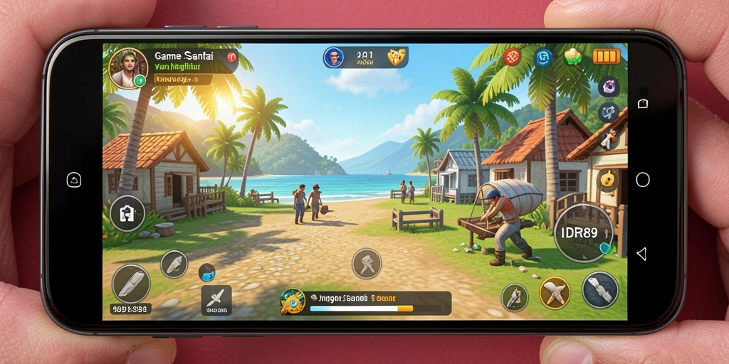 Gameplay seru dan santai di IDR89 ditampilkan dengan warna-warna cerah.