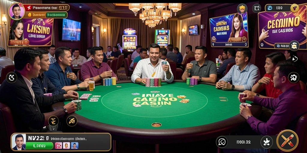 Tampilan menarik dari gameplay Live Casino IN22 dengan dealer langsung.