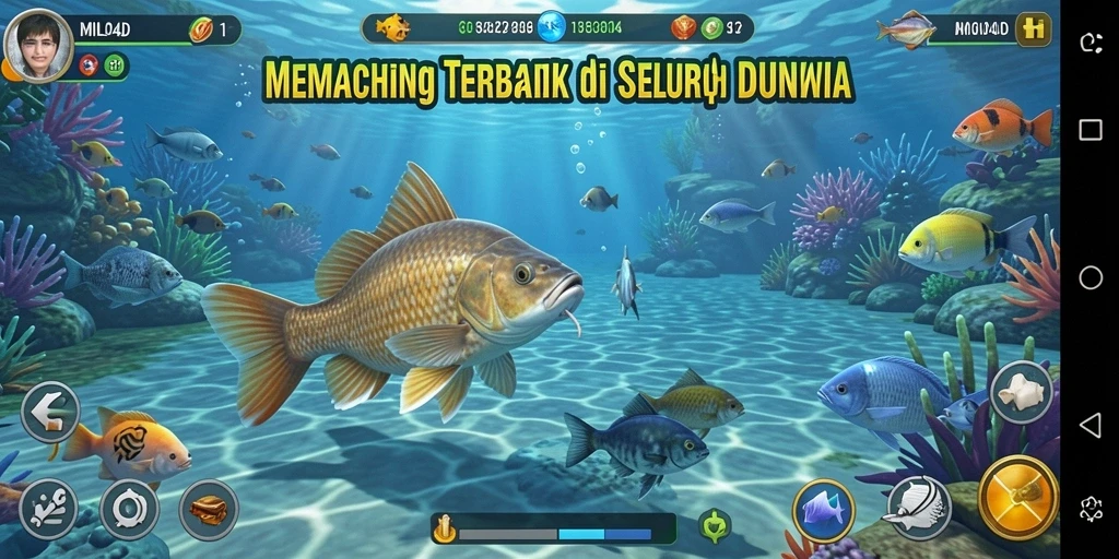 Screenshot gameplay <strong>MILO4D</strong> menampilkan pengguna sedang memancing di lokasi yang indah.