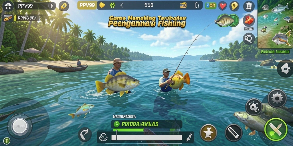 Screenshot gameplay PPV99 menunjukkan pengalaman memancing yang mendebarkan.