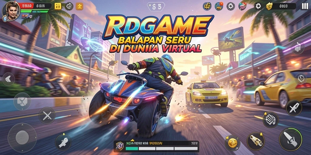 Tampilan gameplay yang mendebarkan dalam RPGAME dengan balapan seru.