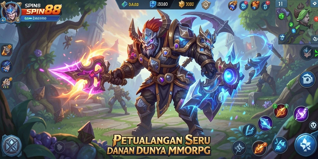 Screenshot menunjukkan aksi seru dalam permainan MMORPG SPIN88.