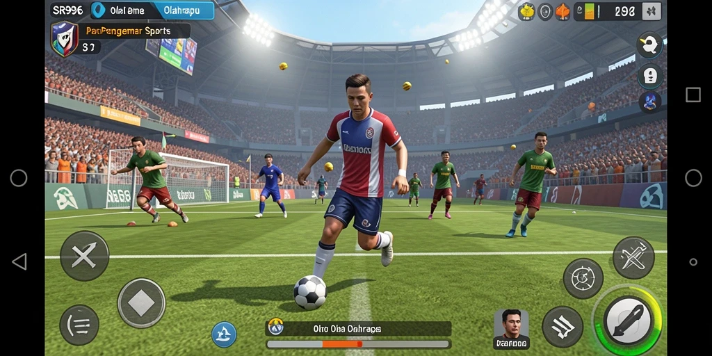 Tampilan gameplay seru dari SR996 yang menggambarkan aksi olahraga.