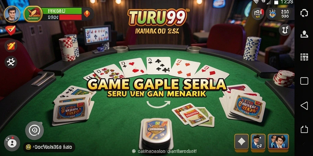 Tampilan gameplay Gaple TURU99 yang seru dan interaktif.